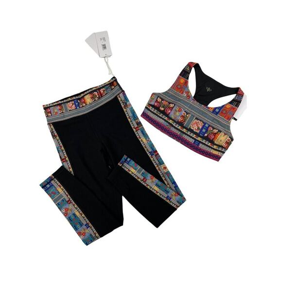 Johnny Was - Beatrice Bee Active Sports Bra, Leggings & Windbreaker in Black Mul - Picture 4 of 11
